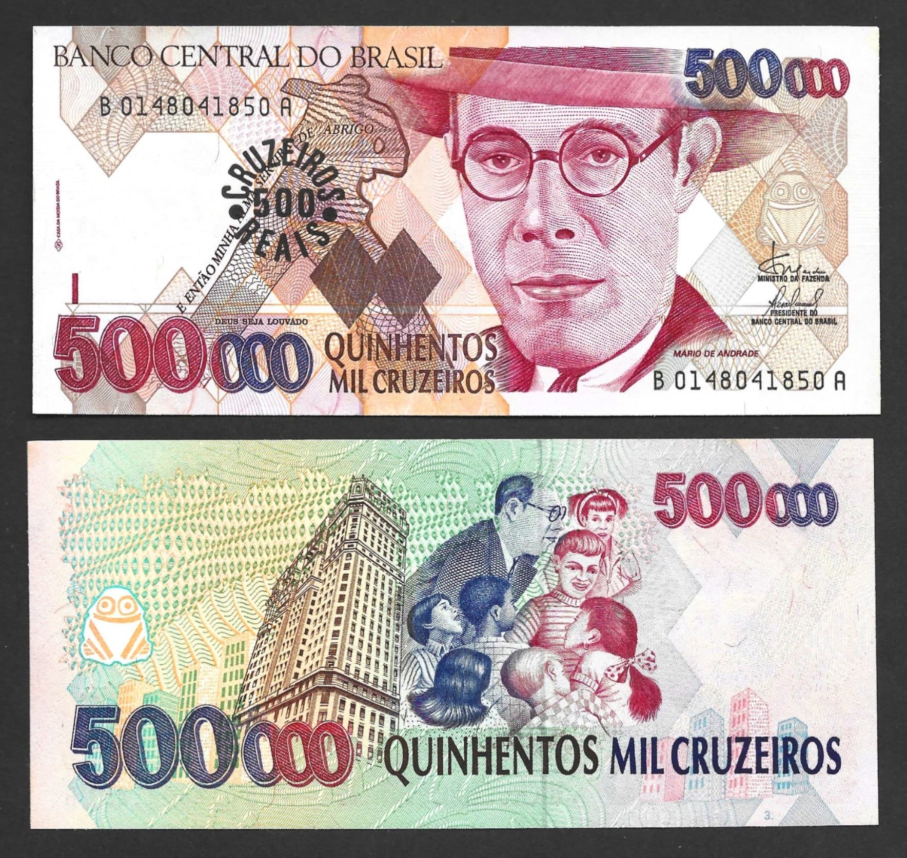 Brasil 500000 Cruzeiros 1993 Mario de Andrade C 237 - FE