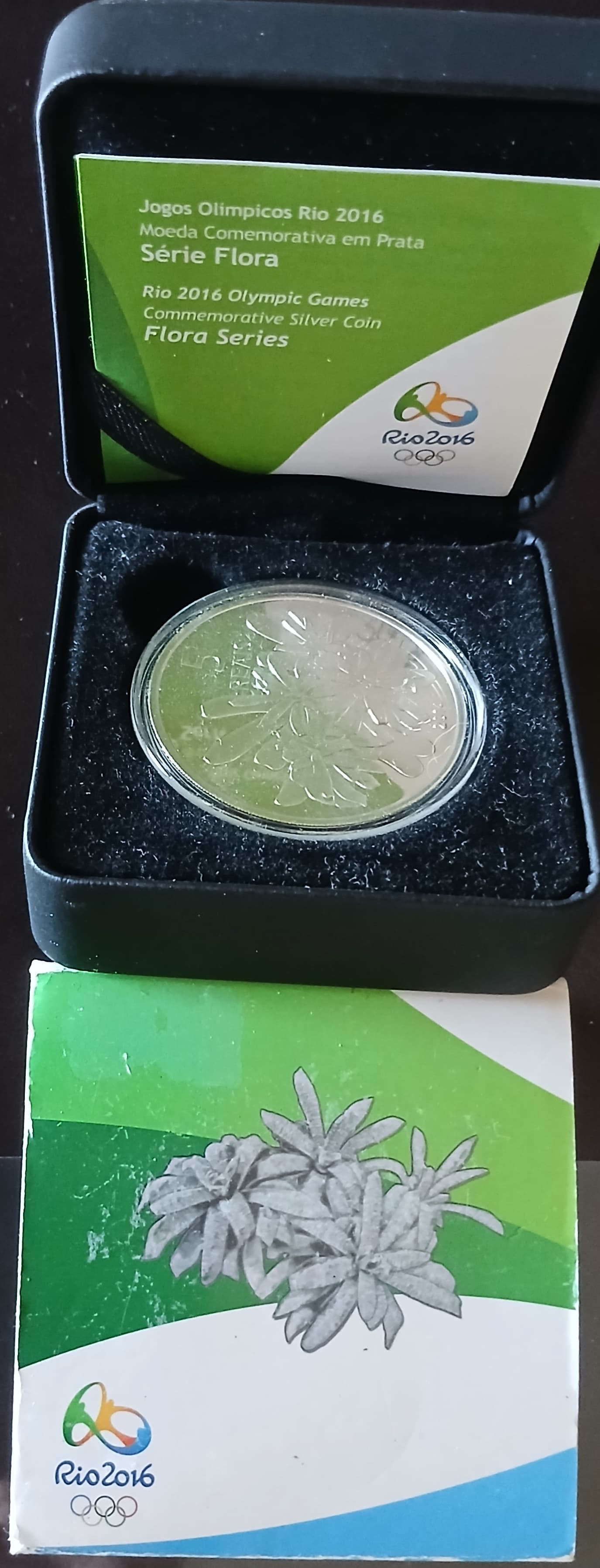 Moeda Brasil Rio 2016 Bromélia - Prata no Estojo - Flor de Cunho