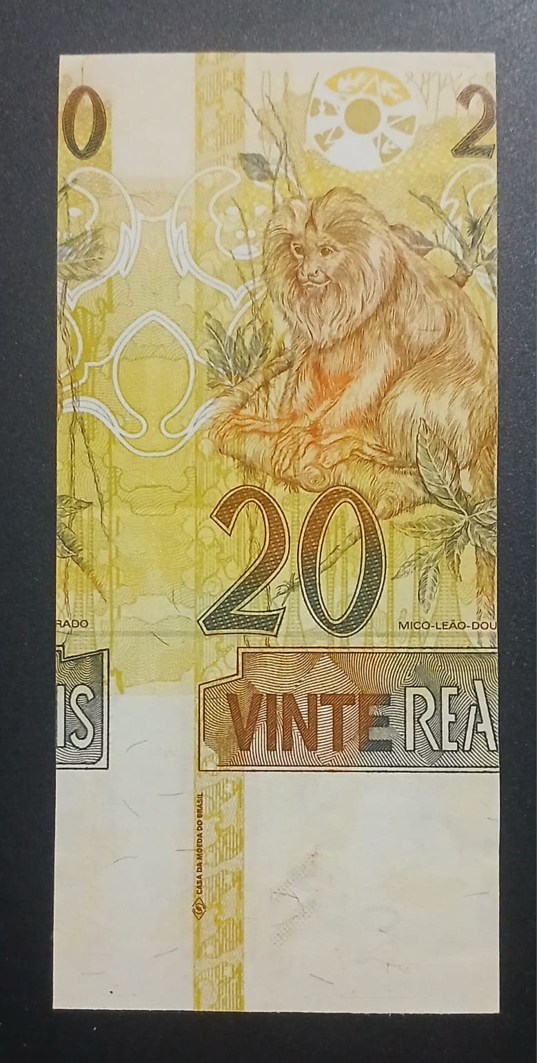 20 reais 1a. Família. Erro de corte. Chancela e número Invertidos. 2